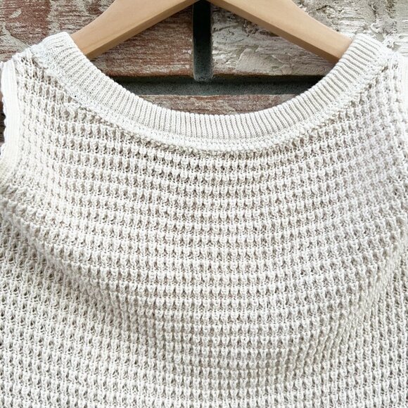 🆕 NWOT Free People | Sunrise Sunset Cold Shoulder Waffle Knit Sweater Top | S - Picture 10 of 13